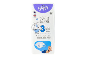 Підгузки Bella Baby Happy Soft & Delicate Midi 5-9 кг 50 шт (5900516605391)